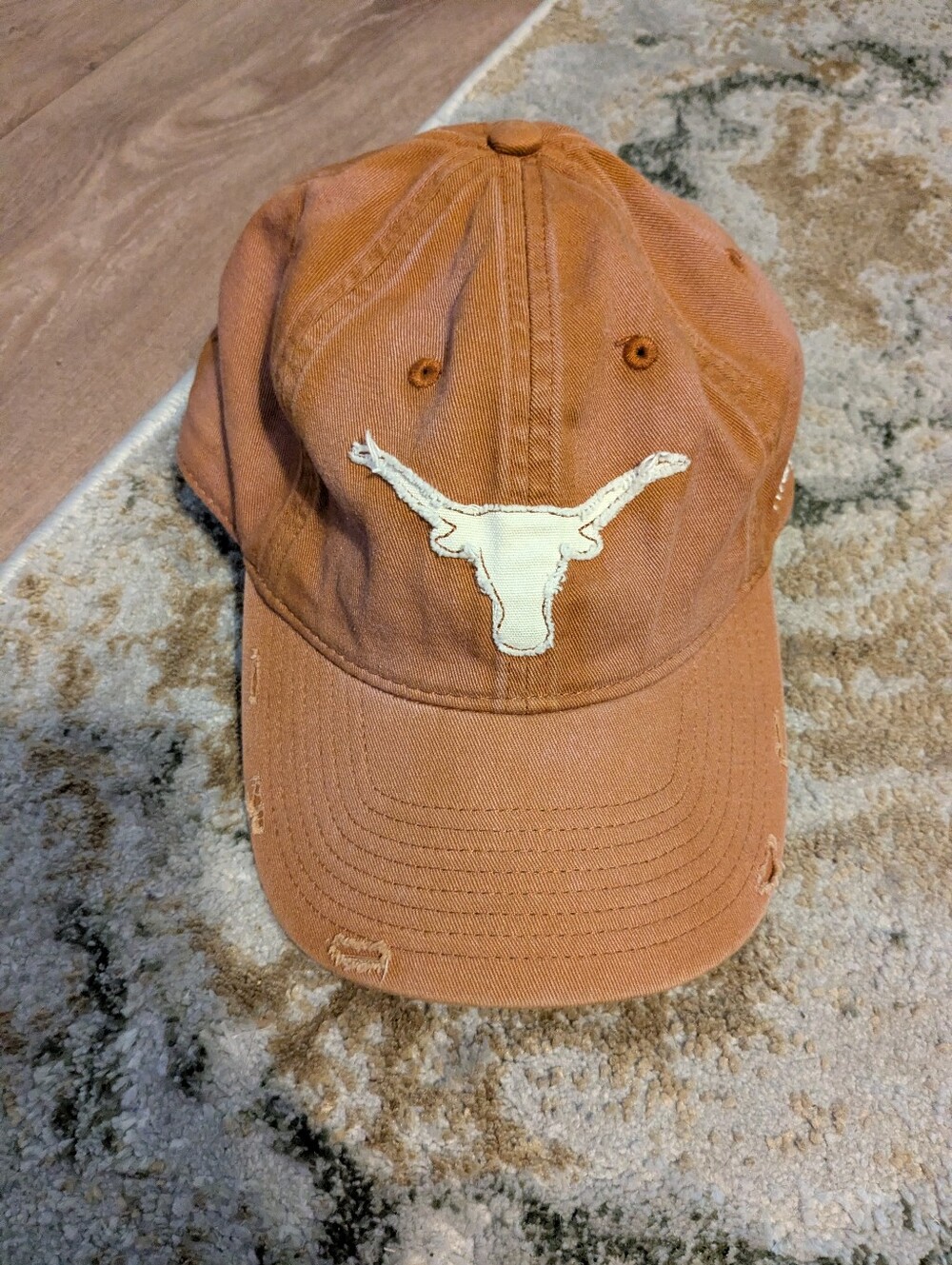 Classic Texas Longhorn Logo Distressed Tan Baseball Cap - Men Accessories